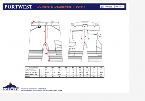 Pantaloni scurti Hi-Vis, portocaliu/negru, regular, PW3, Portwest
